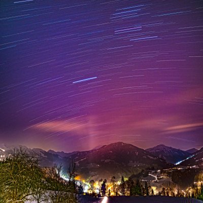 Lila Winternacht über Hopfgarten