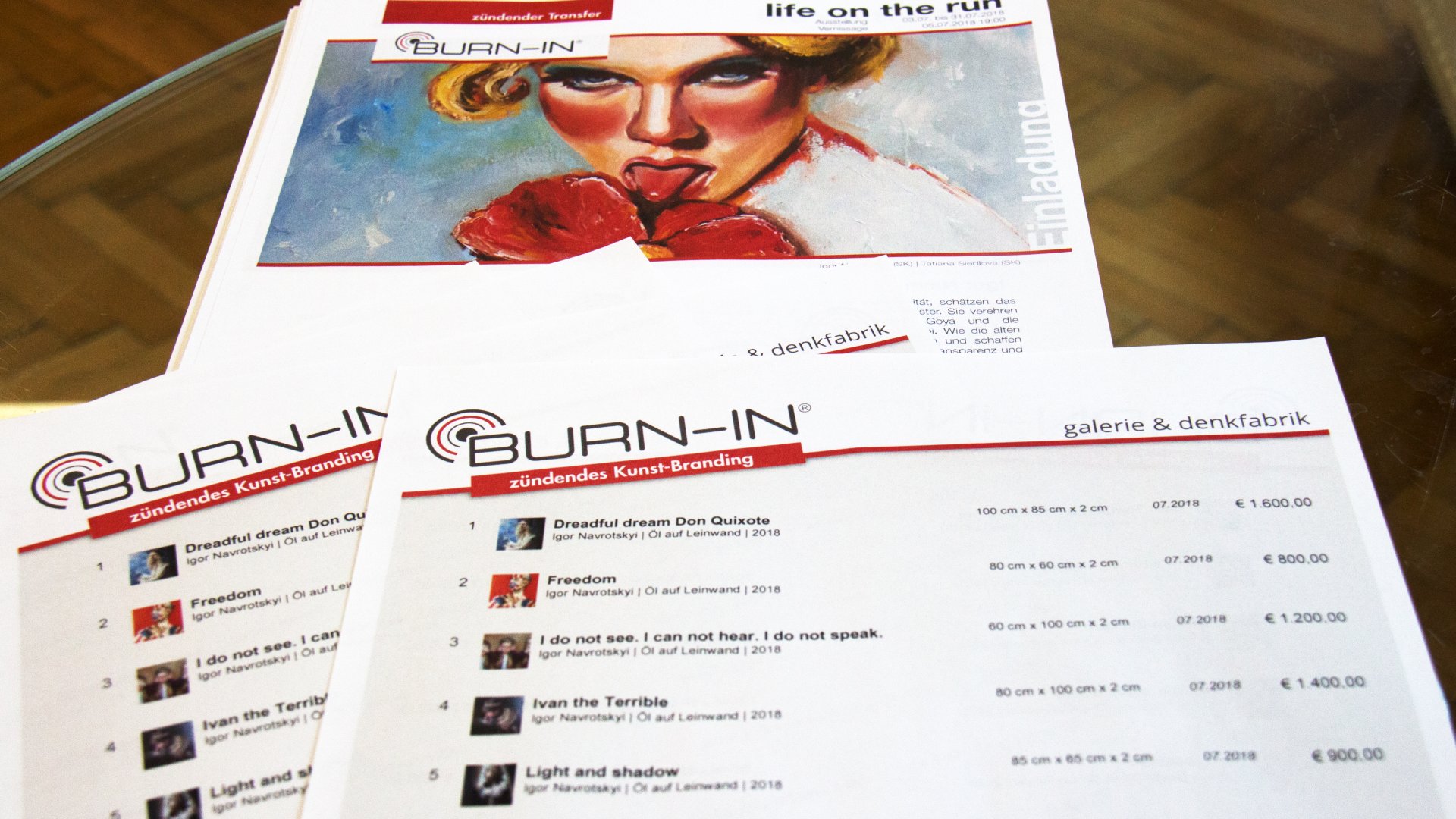 BURN-IN Galerien-Sommerfest 30.7.2018 | Ausstellung + Preisliste