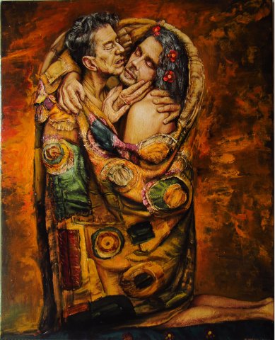 modern look at the picture of Klimt kiss