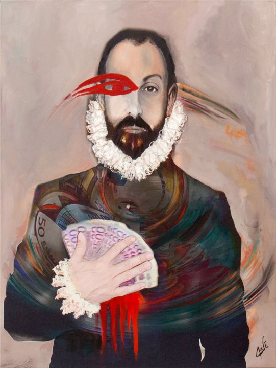 El hombre del dinero en el pecho 