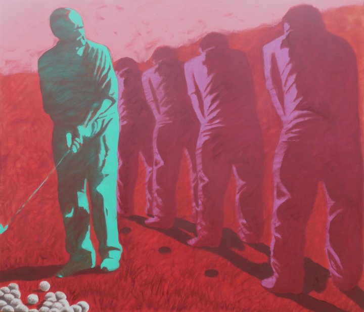 Ein gieriger und vier bescheidene Golfer